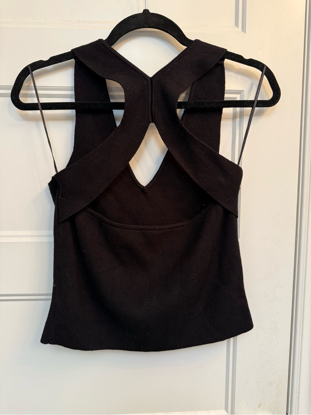 Dynamite Black Criss Cross Open Back Knit Tank Top Size L